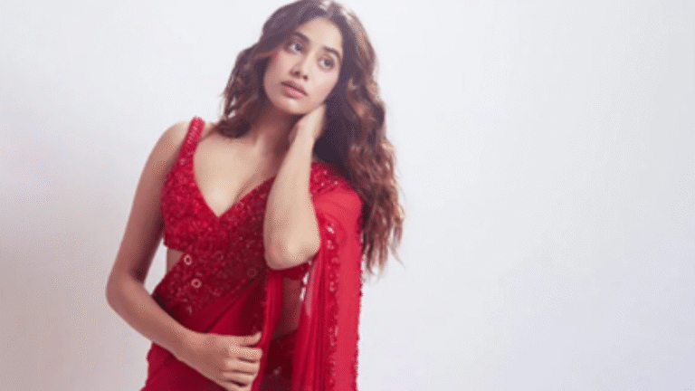 Janhvi Kapoor in red saree