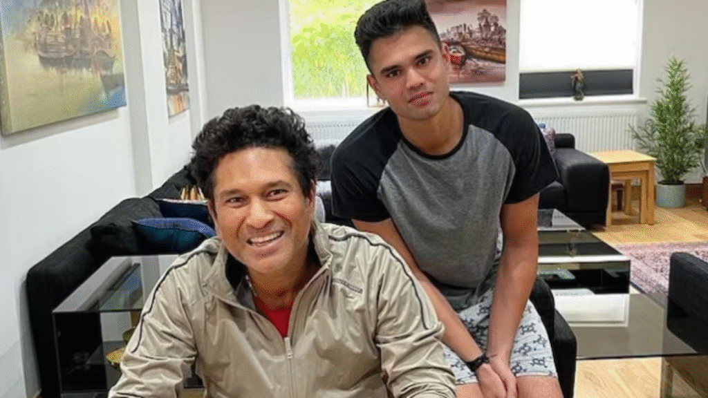 Sachin Tendulkar with his son Arjun Tendulkar
