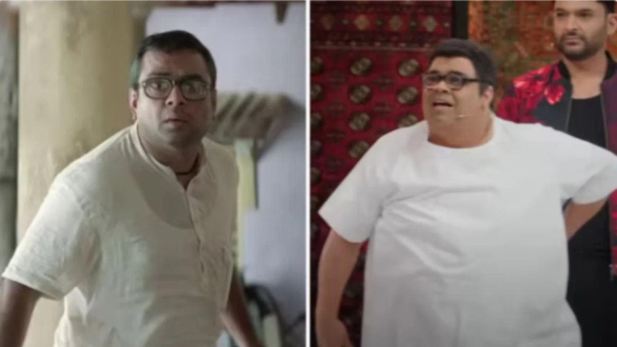 Paresh Rawal (L) played Baburao in Hera Pheri; while Kiku Sharda (R) has parodied that character on The Great Indian Kapil Sharma Show.
