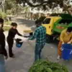 Waste transport workers protesting against contract system in Karnataka