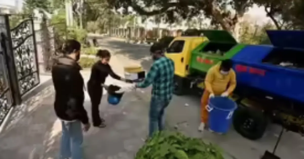 Waste transport workers protesting against contract system in Karnataka