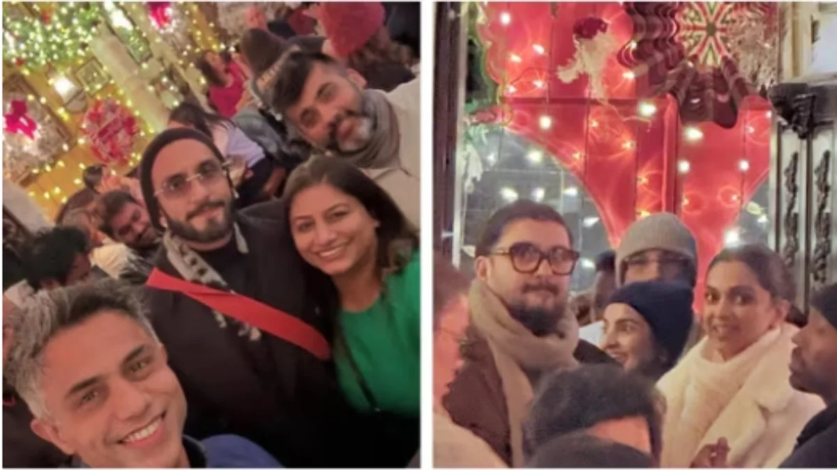 Ranveer Singh and Deepika Padukone happily posed to click pictures with fans.