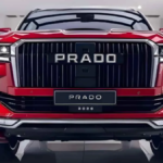 Red SUV with bold front grille