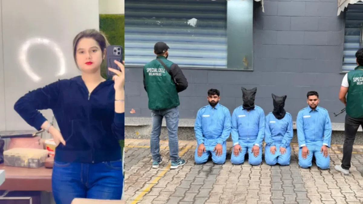 Delhi Police Special Cell officers arresting alleged lady don Madam Zeher linked to Lawrence Bishnoi gang in a drug trafficking case