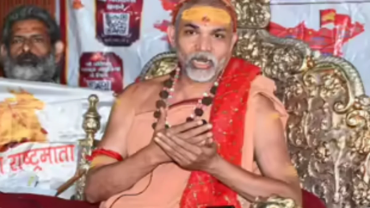 Swami Avimukteshwaranand Saraswati during a public appearance amid news of UP court ordering FIR in sexual exploitation case.