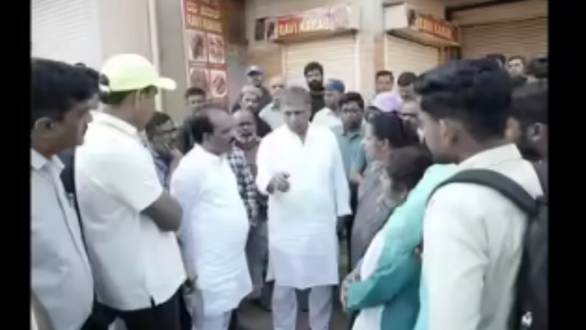 MLAs inspecting road work for 24x7 water supply pipeline installation in Hubballi, Karnataka