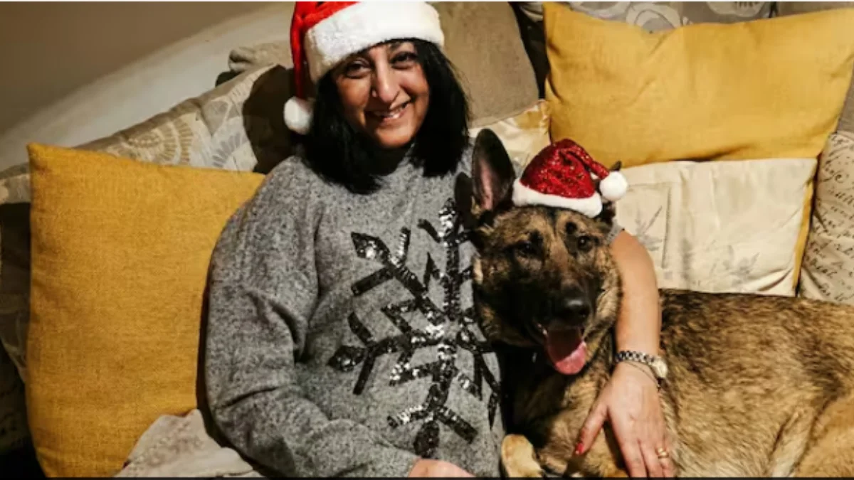 Manjit Sangha with her dog