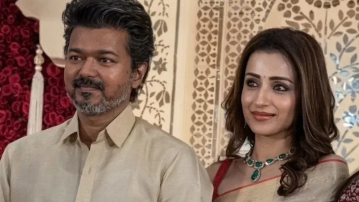 Thalapathy Vijay and Trisha Krishnan at Chennai wedding reception