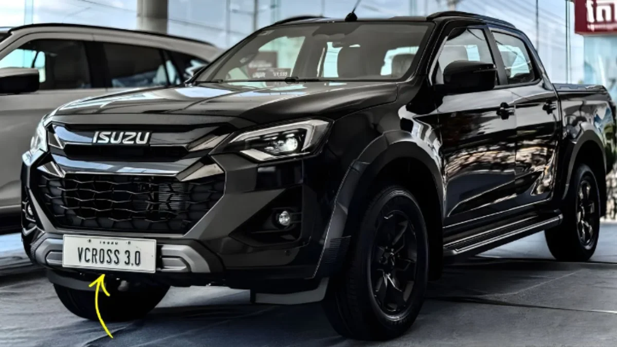 2026 Isuzu D-Max V-Cross pickup truck front view with rugged design and 4x4 capability