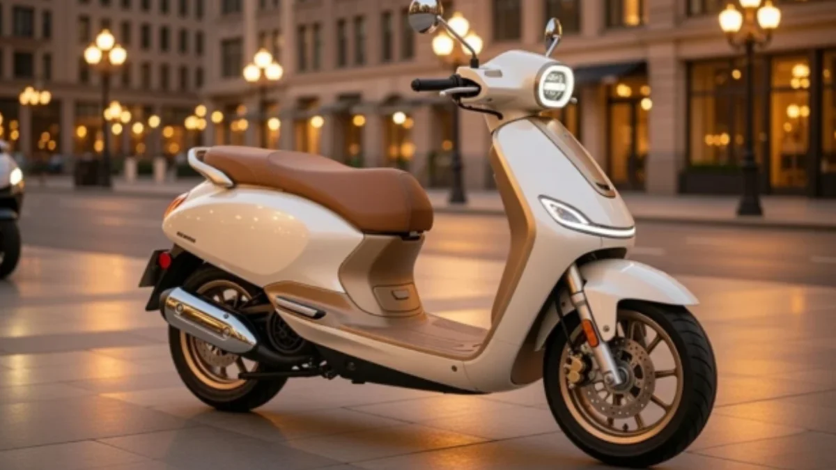 Suzuki e-Access electric scooter futuristic design and LED lighting