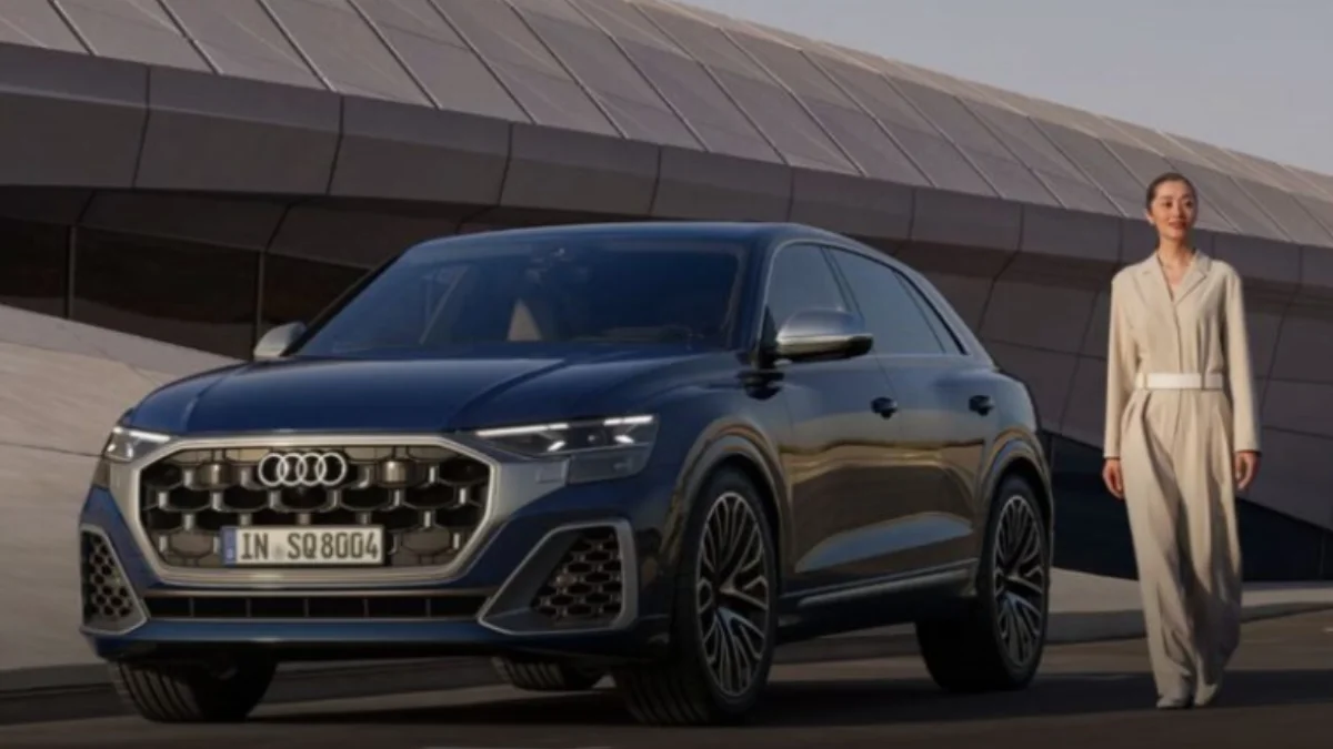 Audi SQ8 luxury performance SUV front view with sporty design and LED headlights