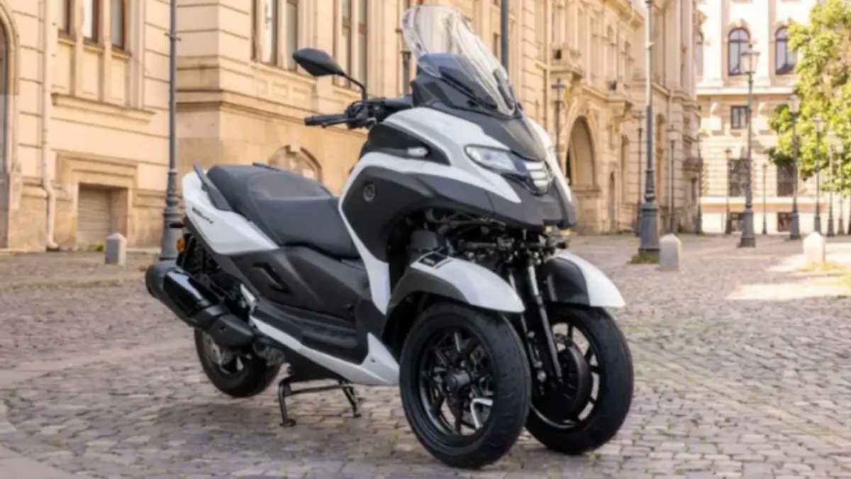 Yamaha Tricity 300 three-wheeled scooter with airbag safety system and modern design