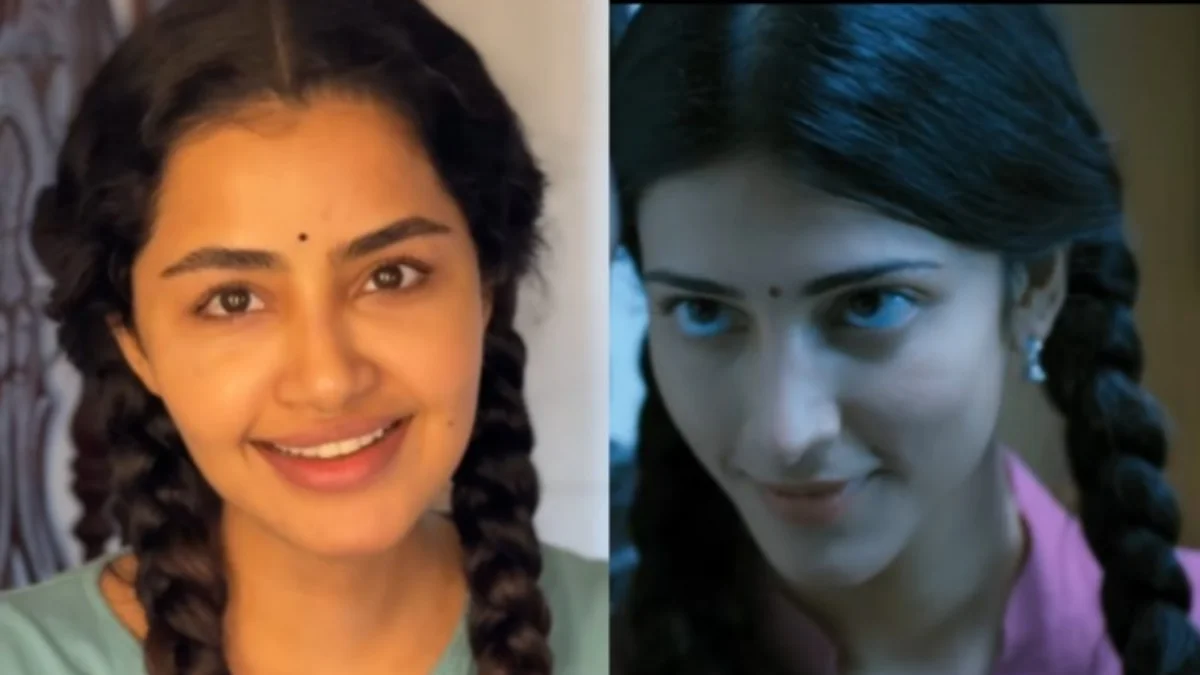 Anupama Parameswaran singing Kannazhaga song cover in a simple Janani-inspired look from Tamil movie 3