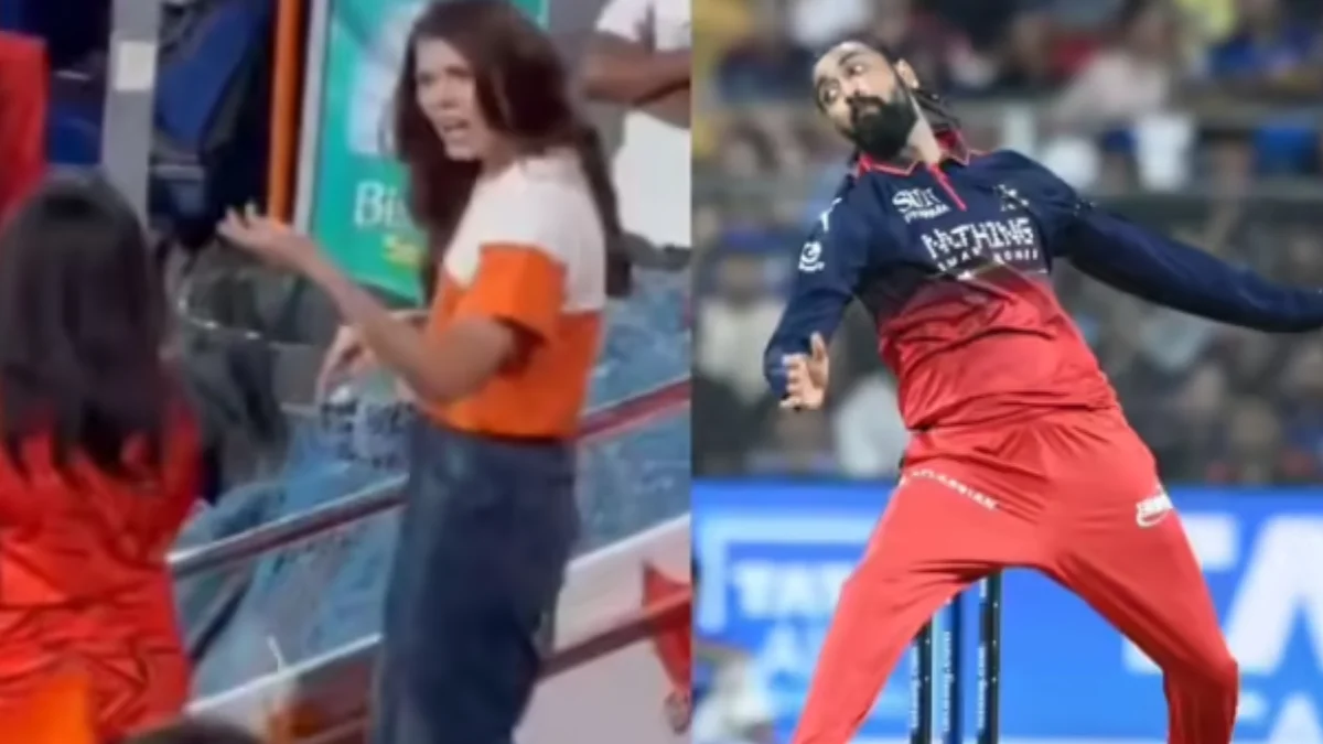 Kavya Maran reacting during SRH vs RCB IPL 2026 match after Krunal Pandya bowling action went viral