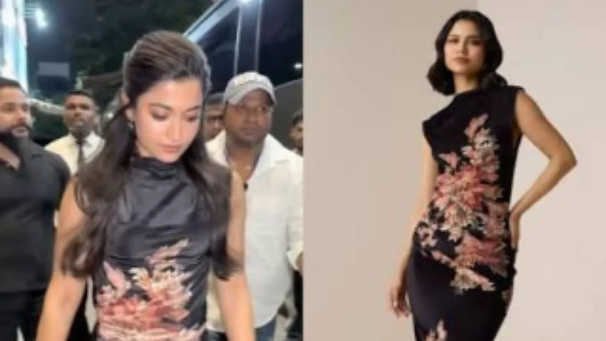 Rashmika Mandanna wearing an elegant and stylish dress, showcasing a minimalist fashion look that is trending among women.