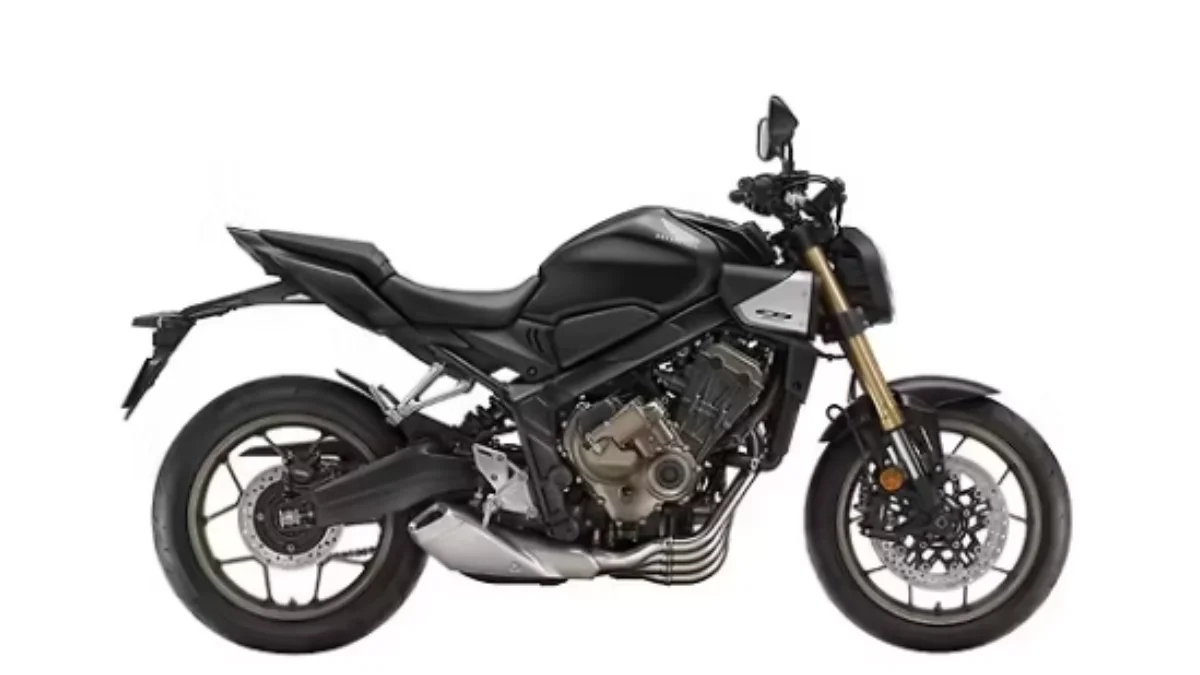 Honda CB650R 2026 model showcased in new Candy Energy Orange and Matte Blue colour options with golden USD front forks
