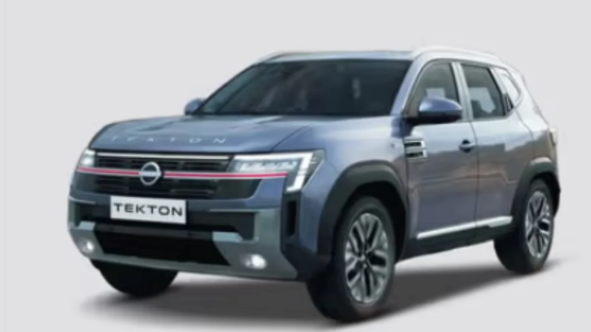 Front view of the Nissan Tekton Visia Plus T160 MT SUV showcasing its bold grille, LED DRLs and modern SUV design in India.
