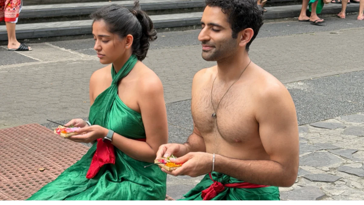 Ayushmaan Sethi with fiance Samiksha Shetty during Bali trip and water purification ceremony
